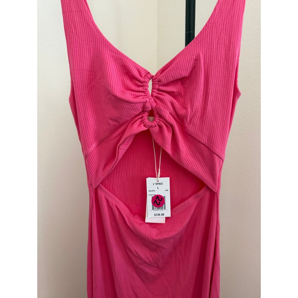 New L space Camille beach vacation midi dress pink sz L - Picture 4 of 6